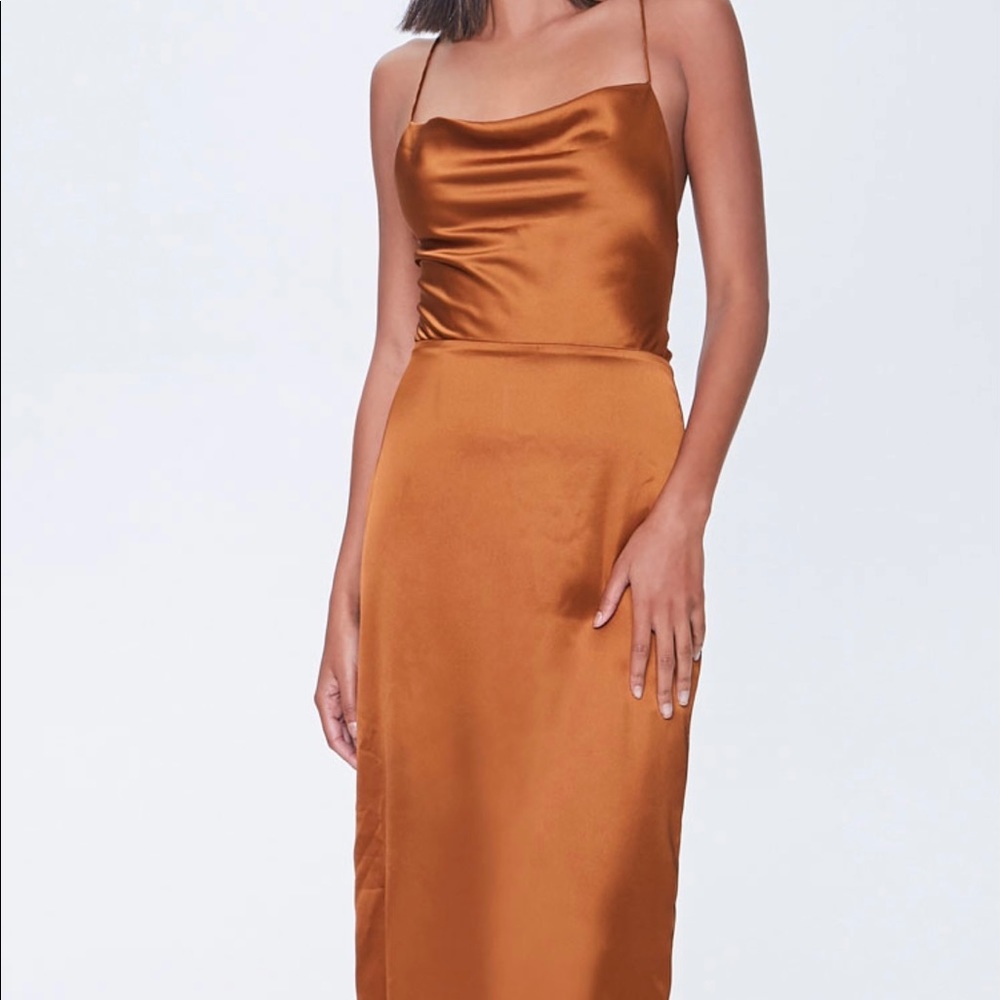 Rust Satin Midi